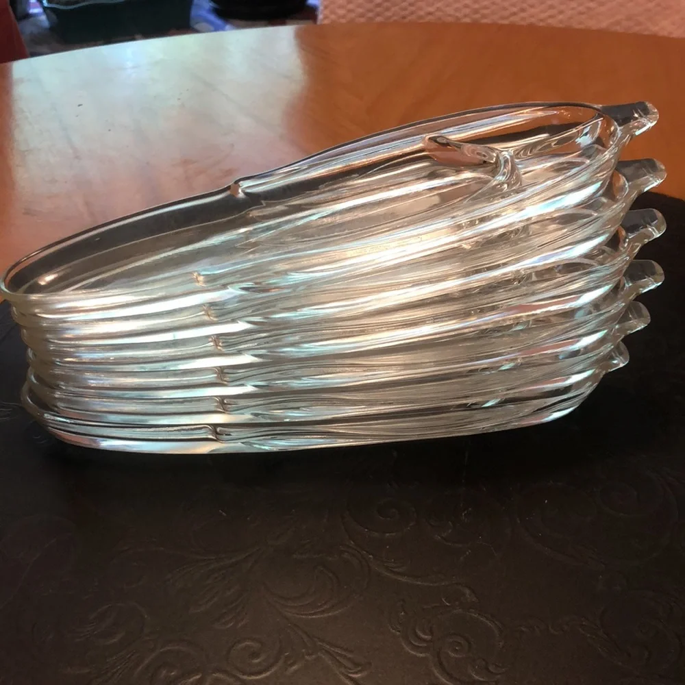 Vintage 6 - glass corn cobb Holders/10.5”x3.5”excellent Condition